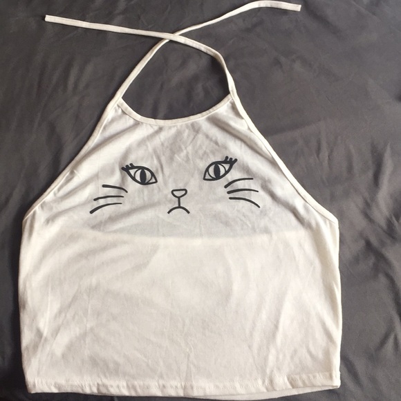 Tops - Cat halter crop top